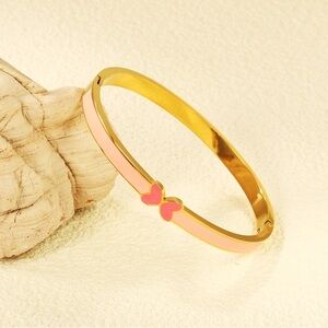 18K Gold Plated stainless steel hinge   Bracelets – Vibrant Pink & Blue Enamel …